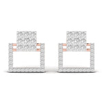 Square Style Round Cut Diamond Earring Studs