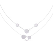 Sterling Circle Necklace with Pave Stones