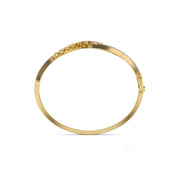 Sterling Leaf Design Diamond Bangle