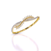 Sterling Leaf Design Diamond Bangle