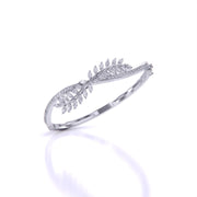 Sterling Leaf Design Diamond Bangle