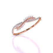 Sterling Leaf Design Diamond Bangle