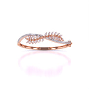 Sterling Leaf Design Diamond Bangle