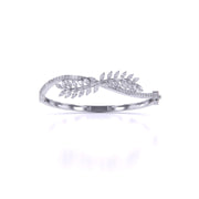 Sterling Leaf Design Diamond Bangle