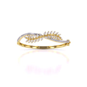 Sterling Leaf Design Diamond Bangle
