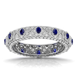 Exquisite Diamond & Blue Gemstone Bangle