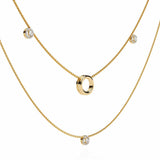 Triple Layer Chain Necklace with Circles