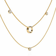 Triple Layer Chain Necklace with Circles