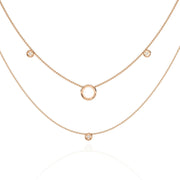 Triple Layer Chain Necklace with Circles