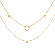 Triple Layer Chain Necklace with Circles