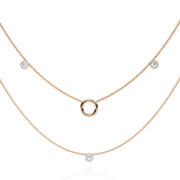 Triple Layer Chain Necklace with Circles