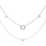 Triple Layer Chain Necklace with Circles
