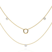 Triple Layer Chain Necklace with Circles