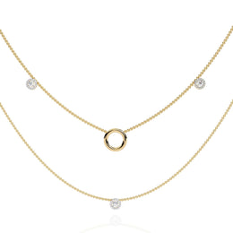 Triple Layer Chain Necklace with Circles