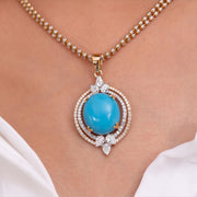 Turquoise Pointed Diamond Pendant
