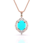 Turquoise Pointed Diamond Pendant