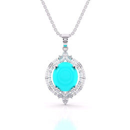 Turquoise Pointed Diamond Pendant