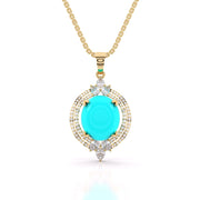 Turquoise Pointed Diamond Pendant