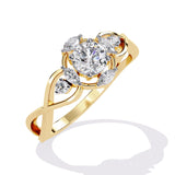 Crossed Band Diamond Ring