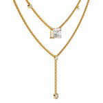 Two-Tier Silver Chain Necklace with Crystal Accents