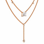 Two-Tier Silver Chain Necklace with Crystal Accents
