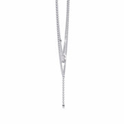 Two-Tier Silver Chain Necklace with Crystal Accents