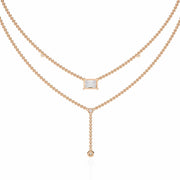 Two-Tier Silver Chain Necklace with Crystal Accents