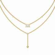 Two-Tier Silver Chain Necklace with Crystal Accents