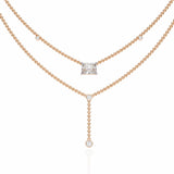 Two-Tier Silver Chain Necklace with Crystal Accents