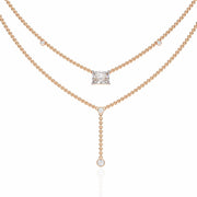 Two-Tier Silver Chain Necklace with Crystal Accents