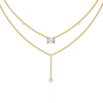 Two-Tier Silver Chain Necklace with Crystal Accents