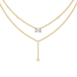 Two-Tier Silver Chain Necklace with Crystal Accents