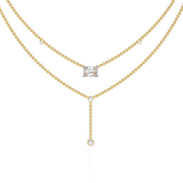 Two-Tier Silver Chain Necklace with Crystal Accents