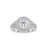 1.5 Carat Split Shank Halo Engagement Ring