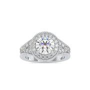 1.5 Carat Split Shank Halo Engagement Ring