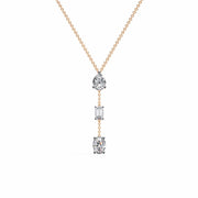 Y-Necklace with Pear, Baguette, and Oval Gemstones