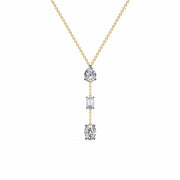 Y-Necklace with Pear, Baguette, and Oval Gemstones