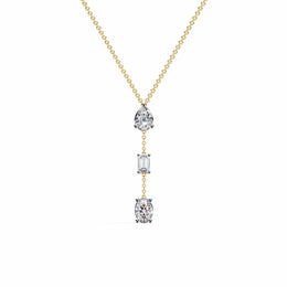 Y-Necklace with Pear, Baguette, and Oval Gemstones
